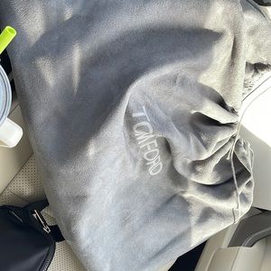 Tom Ford red large calfskin perforated tote handbag purse + wallet zip pouch bag